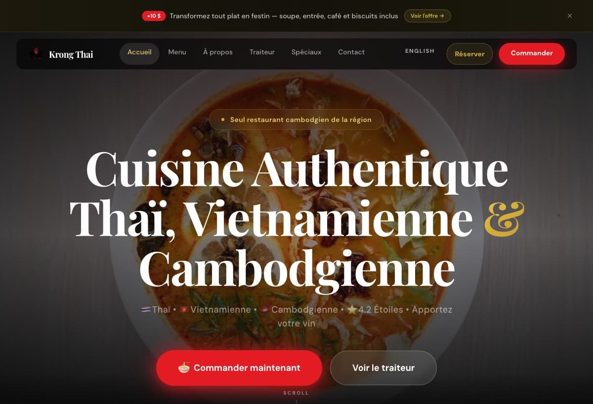 Krong Thai Website screenshot